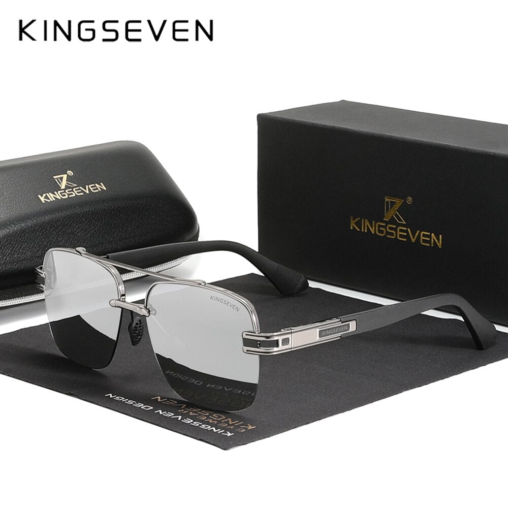 KINGSEVEN 2022 New Design Sunglasses For Men Polarized Gradient Sun glasses Women Men Semi-Rimless Square Retro Eyewear Okulary - KiwisLove