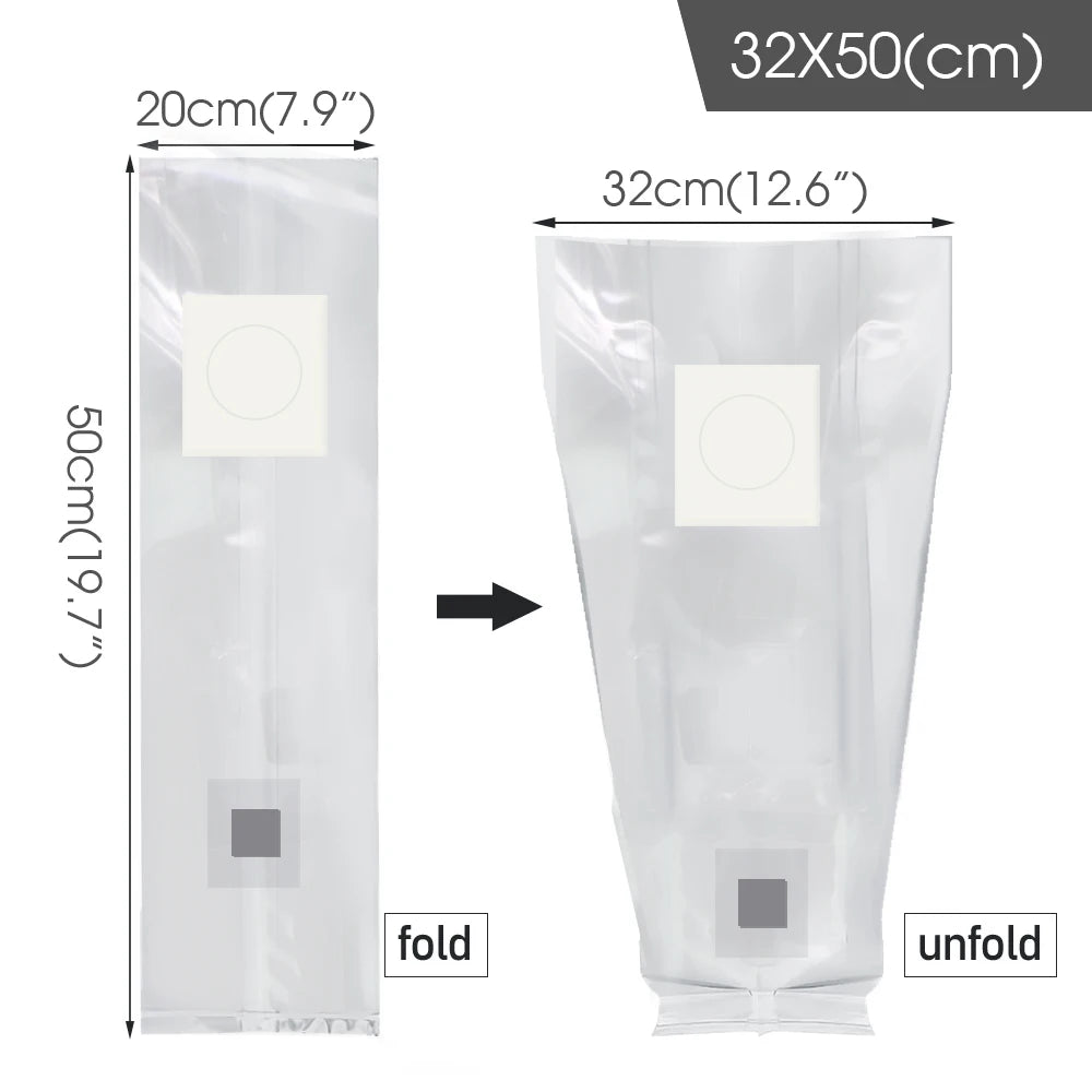 10pcs PP Sterilized Hydrated Grain Bag w/Self-Healing Injection Port 0.2μm Filter Patch Autoclaving Substrate Mushroom Spawn Bag
