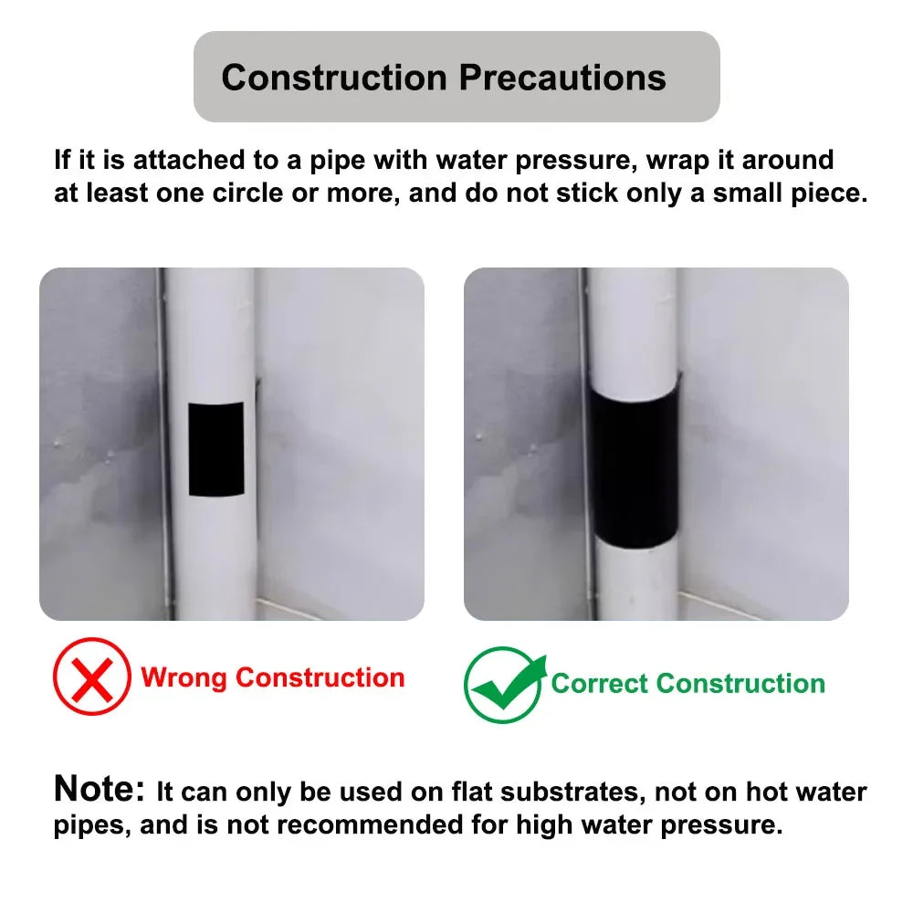 5/10cm PVC Leak Repair Tape Waterproof Pipe Patch for Cracks&Holes Butyl Glue Long Lasting Seal Emergency Leak Stopper Tool