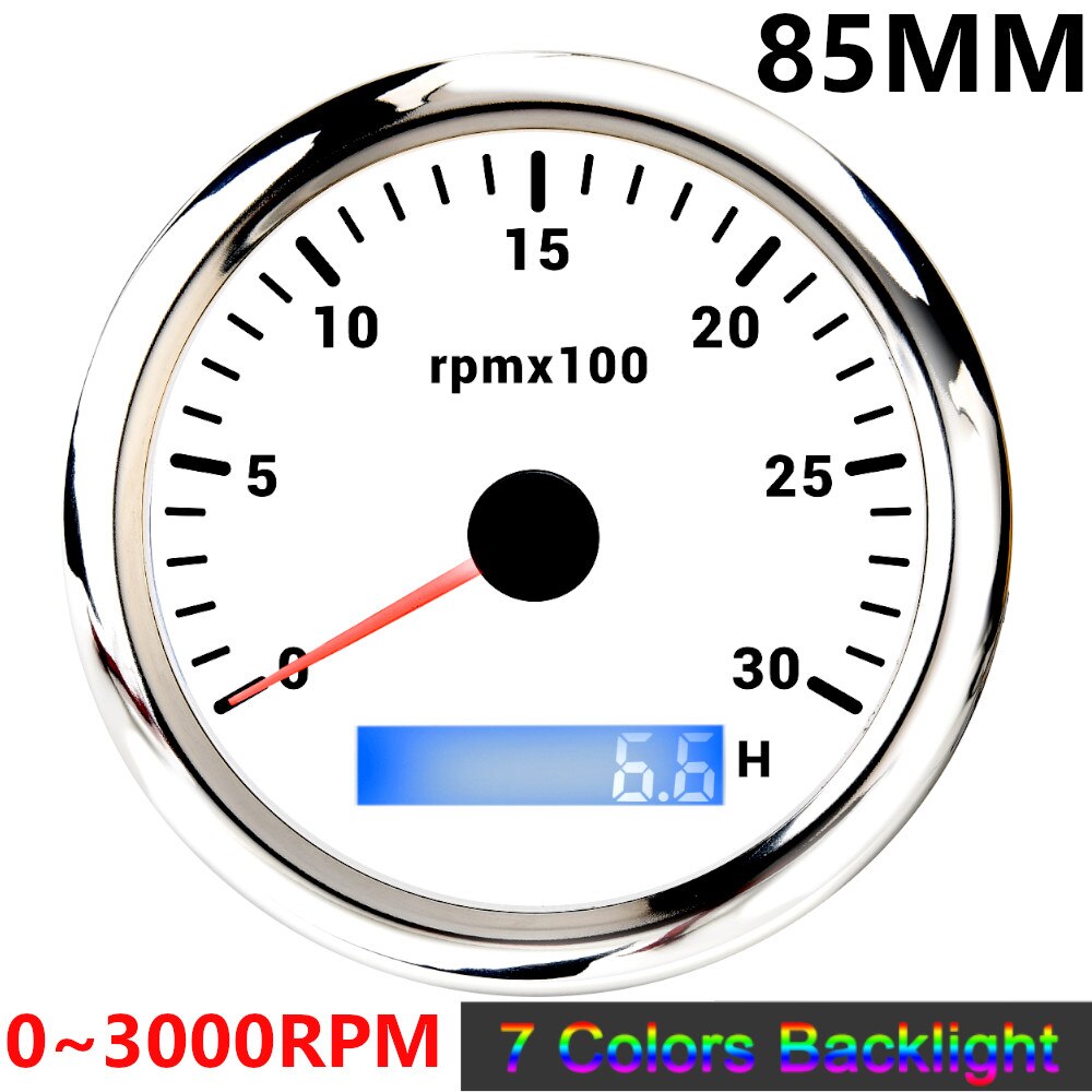 4000 6000 8000 RPM Tachometer Tacho Meter Gauge Hourmeter 7 Colors Backlight 12V/24V 85mm Toerenteller Hour Meter Sensor M16 M18 - KiwisLove