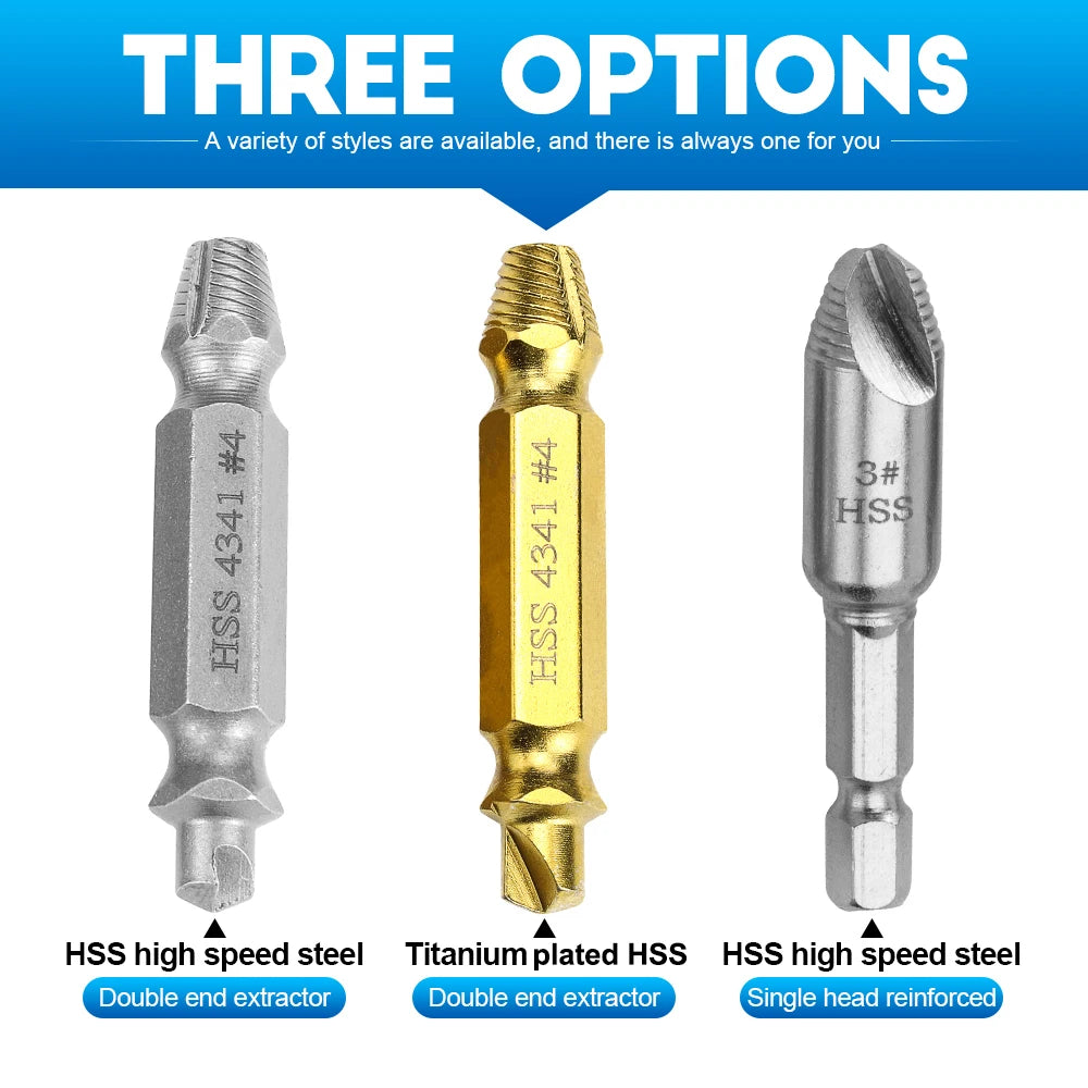 NINDEJIN 4/5/6pcs Damaged Screw Extractor Drill Bit Extractor Drill Set Broken Speed Out Bolt Extractor Bolt Stud Remover Tool - KiwisLove