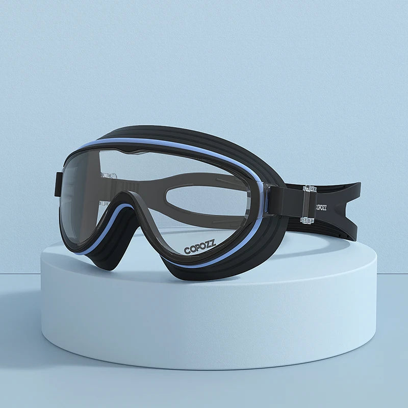 COPOZZ Large Frame Adults Swimming Goggles Professional Anti-Fog Sports Swim Eyewear Waterproof Swimming Glasses For Men Women