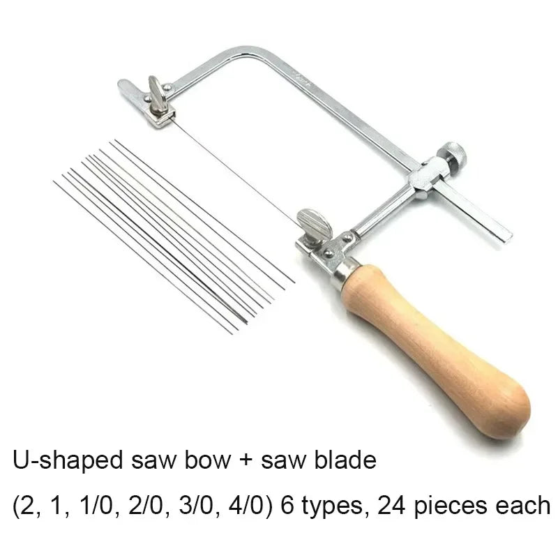 Jeweler\'s Saw Frame kit with Blades Adjustable Jewelers  Precision Cutting Metal Saw Jewelry Making Tool ﻿