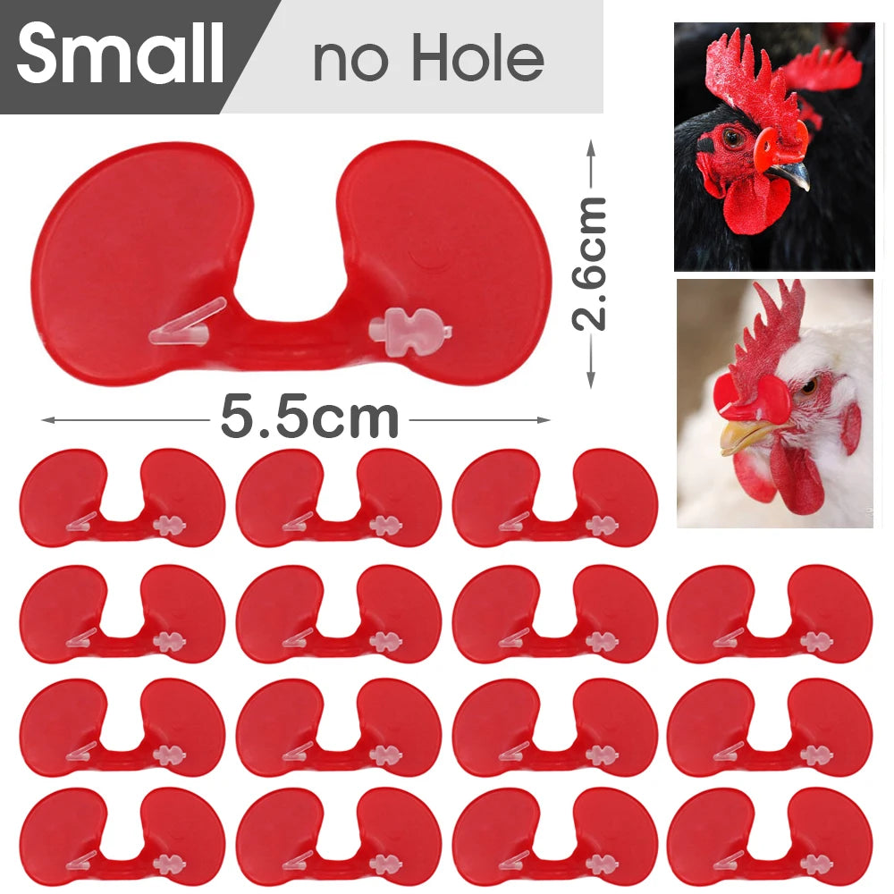 50pcs Chicken Red Glasses  Plastic Pheasant Anti-pecking Goggles Glasses with Bolt Protect Eyes Feeding Farm Poultry Hens access
