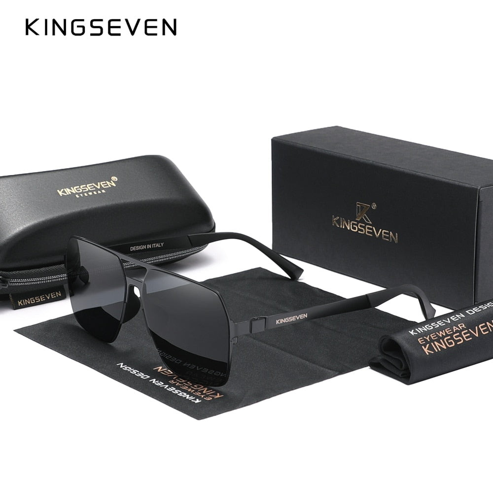 KINGSEVEN 2023 New Driving Men's Polarized Sunglasses Ultra Thin Temples Pilot Sun Glasses For Men UV400 Retro Eyewear - KiwisLove