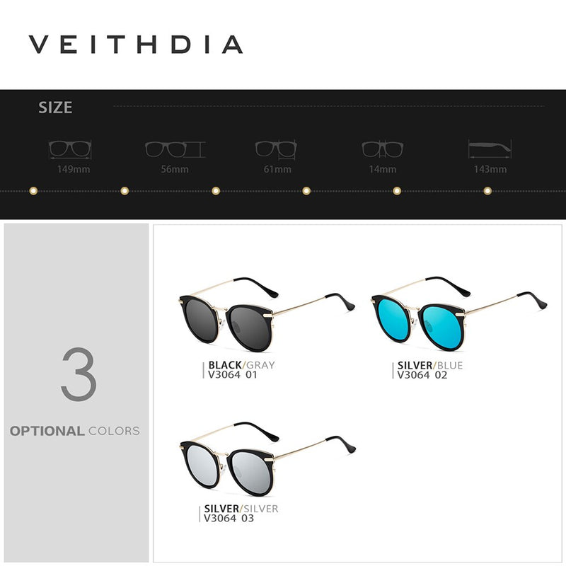 VEITHDIA Women's Sunglasses Fashion Outdoor Polarized UV400 Lens Vintage Luxury Ladies Brand Designer Eyewear For Female V3064 - KiwisLove