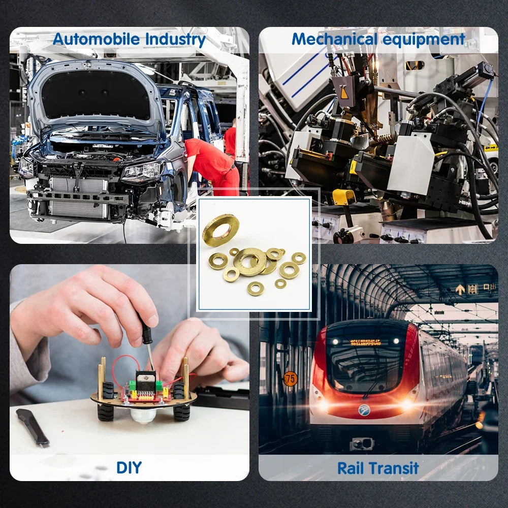 NINDEJIN Brass Flat Washer M2 M.5 M3 M4 M5 Metric Brass Plain Washer Flat Gasket Anti Slide Fastener Copper Ring for Screw Bolt - KiwisLove