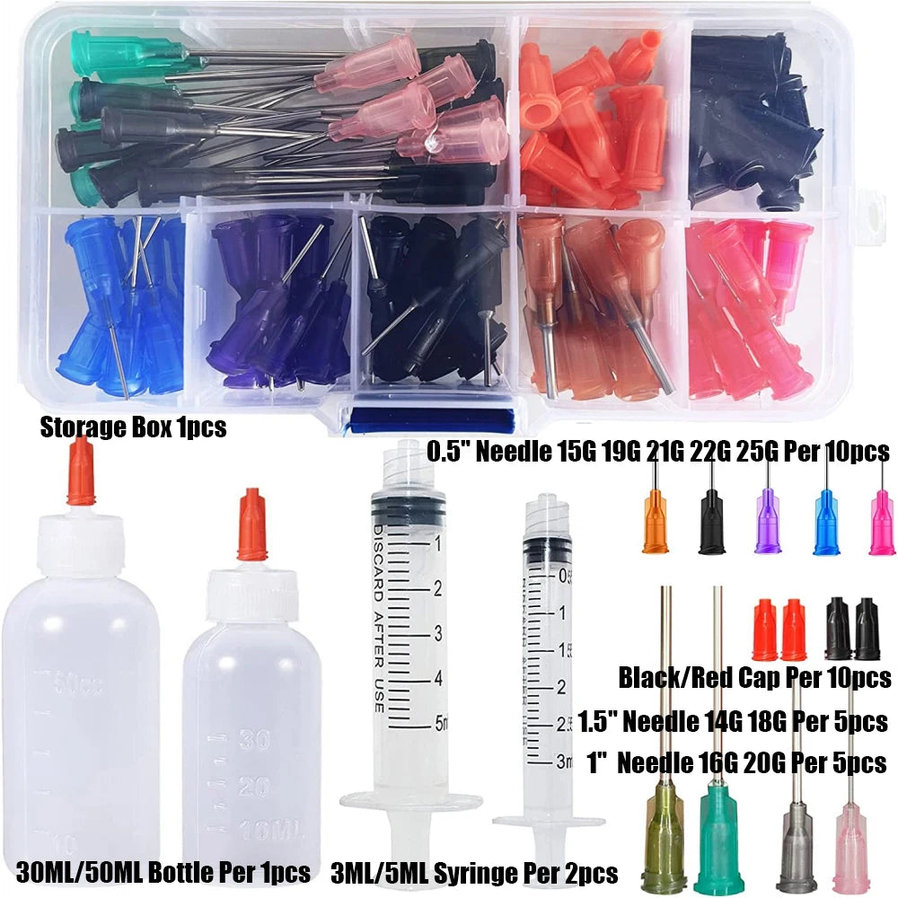 Dispensers Applicator Kit Plastic Squeeze Bottless Dropping Tube Nozzle and Blunt Tip Needle etc Works for Liquid Glue and Ink