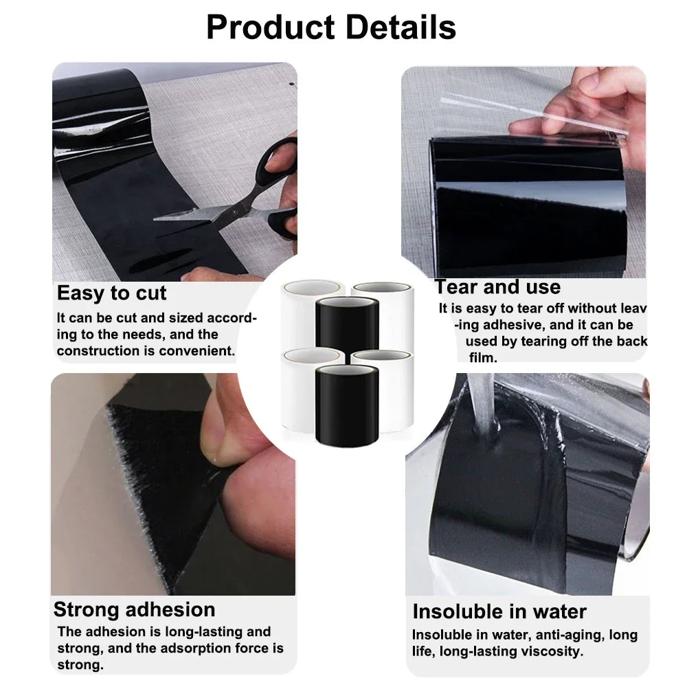 5/10cm PVC Leak Repair Tape Waterproof Pipe Patch for Cracks&Holes Butyl Glue Long Lasting Seal Emergency Leak Stopper Tool