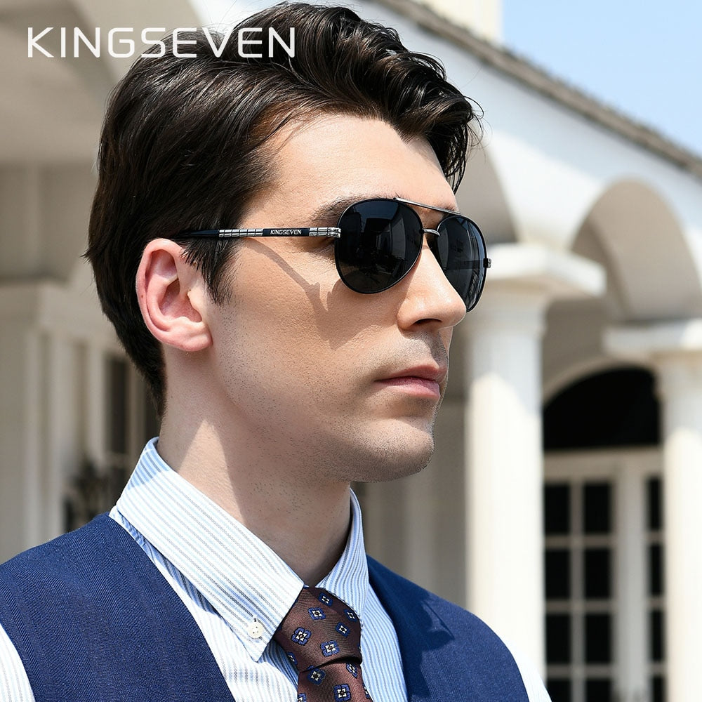 KINGSEVEN 2023 New Design Aviation Alloy Frame HD Polarized Sunglasses For Men UV400 Protection Eyewear - KiwisLove
