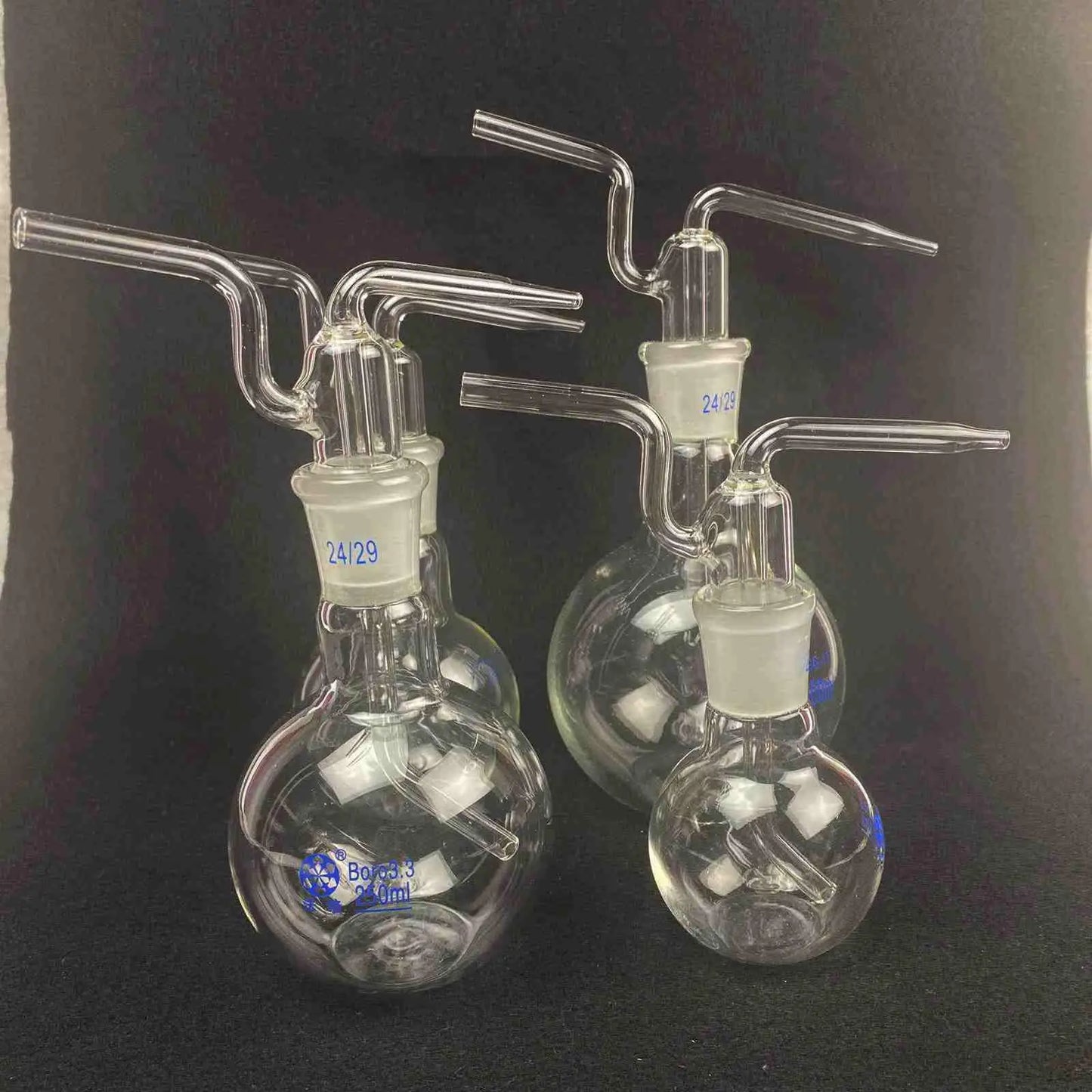 100ml 150ml 250ml 500ml Conical Ground Mouth Flat Flush Flask Lab Borosilicate Glass Gas Washing Bottle - KiwisLove