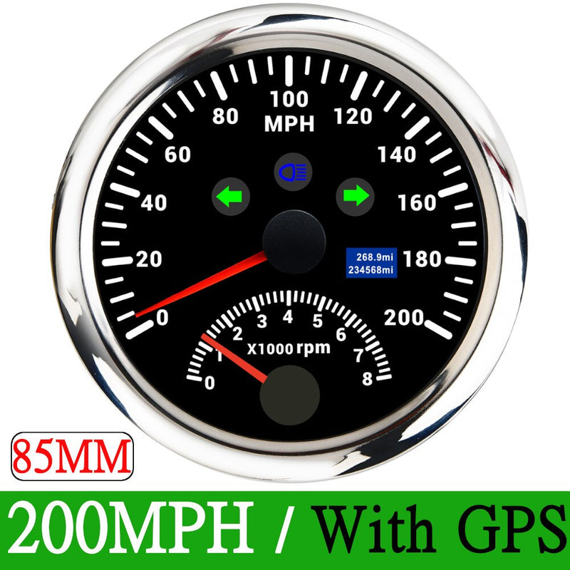 120km/h 200km/h 85mm GPS Speedometer Gauge 0-200MPH GPS Speed meter Odometer With Tachometer 8000 RPM for Car Boat ATV With GPS - KiwisLove