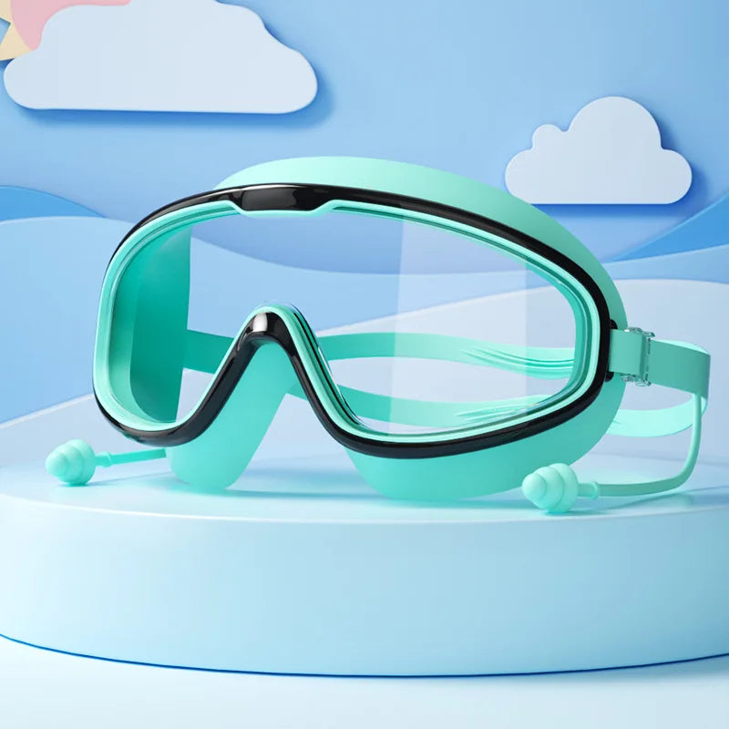 Kids Swimming Goggles Big Frame HD View Anti-fog Waterproof Children's Swim Goggles Boys and Girls Multi-color to Choose