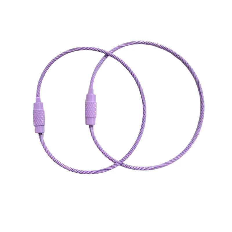 10pcs/lot 15cm Length Stainless Steel Wire Keychain Rings Key Keyring Circle Rope Cable Loop Luggage Tag Screw Lock Gadget
