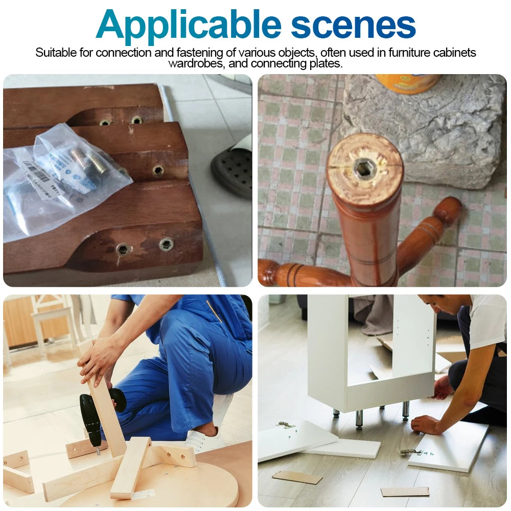 NINDEJIN 10-20pcs Wood Insert Nuts M6 M8 Zinc Plated Carbon Steel Furniture Pass Through Drive Unhead Threaded Nut Screw - KiwisLove