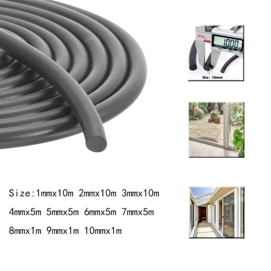 1-10Meter Black Rubber Foam Sealing Strip Round Sponge Cord Bar For Cabinet Door Seal1-30mm Diameter,Nitrile Rubber Round Strip