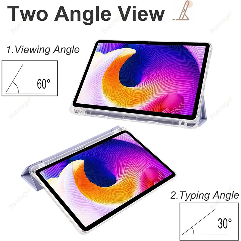 For Lenovo Xiaoxin Pad 2024 Case with Pen Holder Soft Back Fold Stand ...