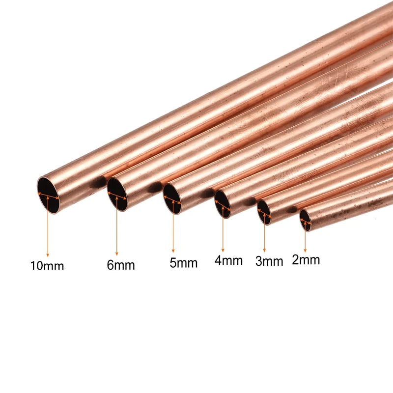 1pcs T2 Purple Copper Straight Pipe Outer Diameter 2-18mm  Hollow Hard Copper Tube Wall Length 200/250/300/500mm Copper tube