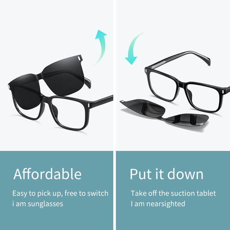 Anti-Blue Light Lens One Glasses Two Usage Computer Eyeglasses Fashion Polarized Protection Magnetic Suction Set Of Sunglasses - KiwisLove