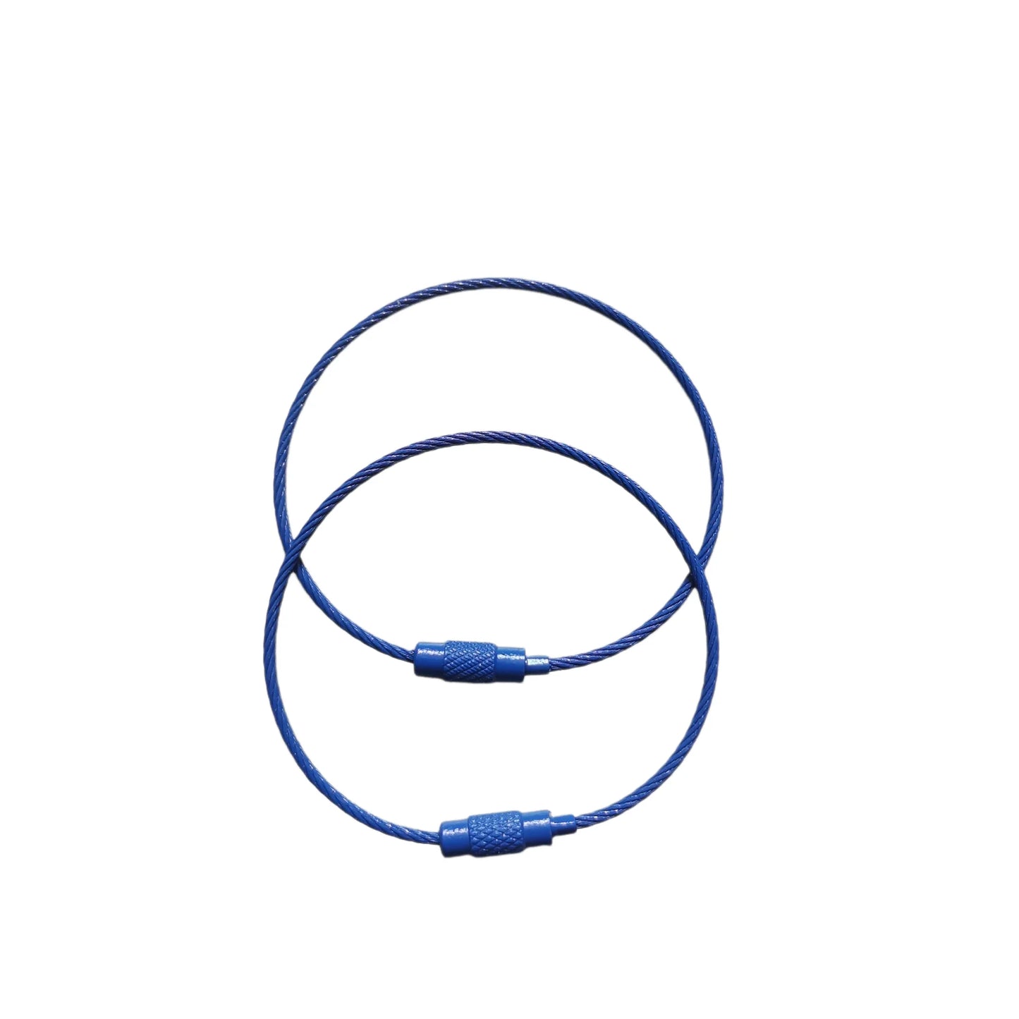 10pcs/lot 15cm Length Stainless Steel Wire Keychain Rings Key Keyring Circle Rope Cable Loop Luggage Tag Screw Lock Gadget