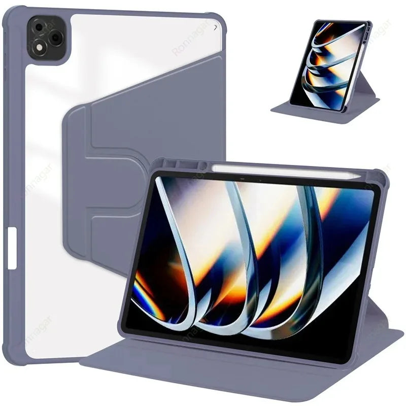 With Pencil Holder Case for Infinix Xpad 11 Inch 2024 360 Rotating Acrylic Funda for Infinix X Pad 11inch Tablet Case Flip Coque