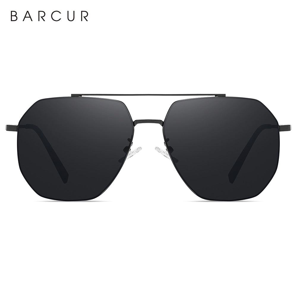 BARCUR Square Glass Lens Men Sun Glasses for Women Polarized Sunglasses Shades Eyewear Gafas De Sol - KiwisLove