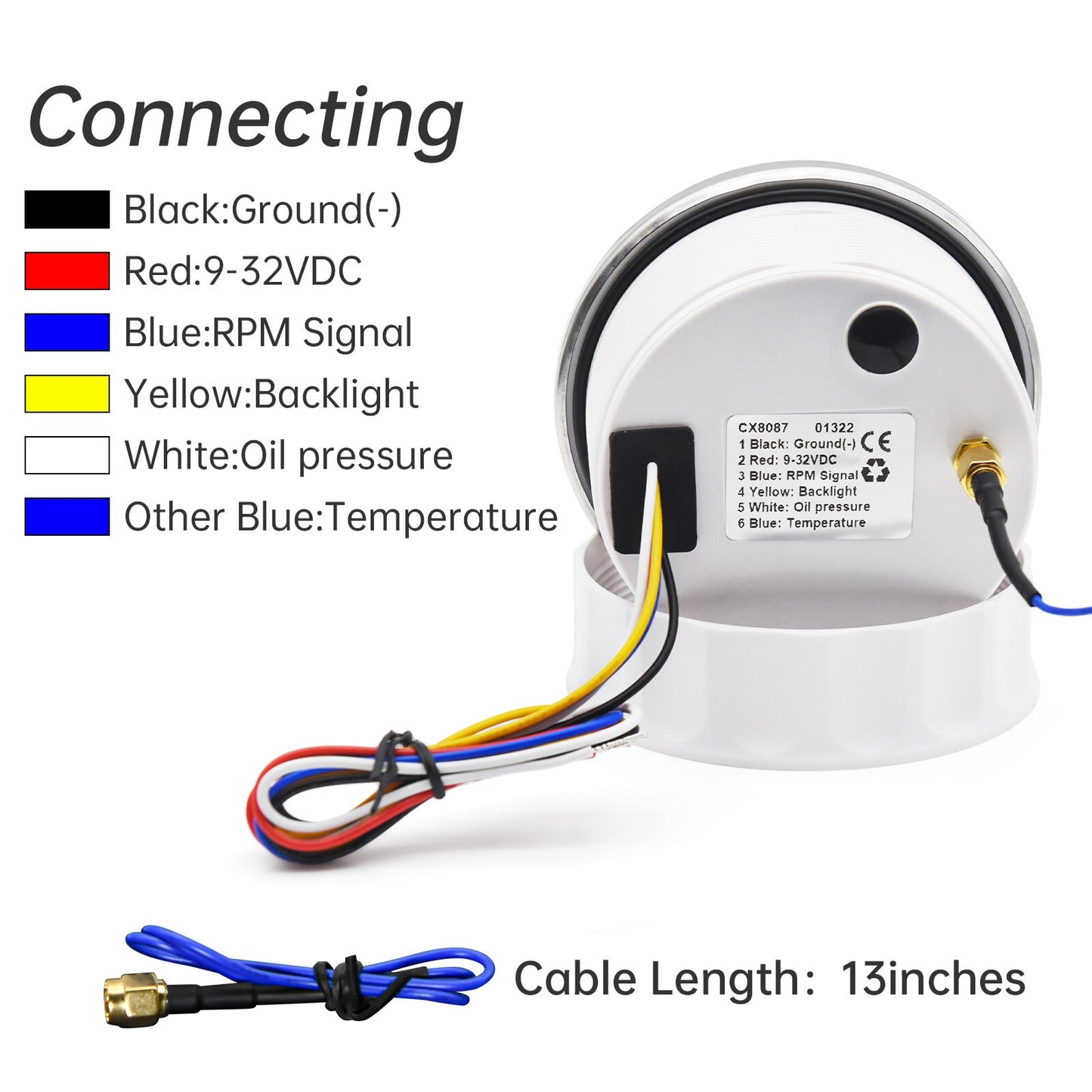 HD 85mm 3 in 1 Digital Boat Tachometer Gauge 3000/4000/6000/8000RPM Tacho meter With Oil Pressure Hours Water Temp for car truck - KiwisLove