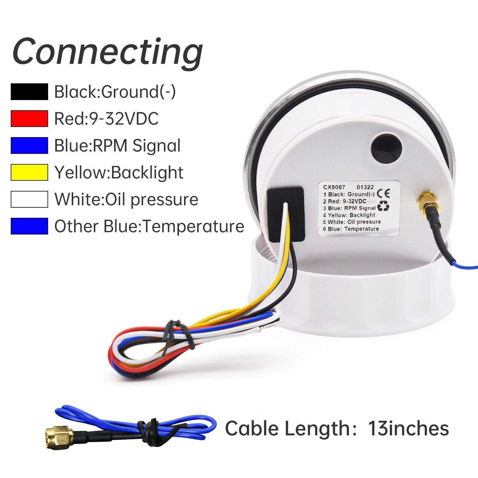 HD 85mm 3 in 1 Digital Boat Tachometer Gauge 3000/4000/6000/8000RPM Tacho meter With Oil Pressure Hours Water Temp for car truck - KiwisLove