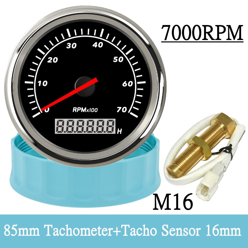 3000RPM 4000RPM Meter Marine Boat Tachometer 85MM Gasoline Diesel Engine Tacho Gauge With LCD Hourmeter For Tacho Sensor M16 M18 - KiwisLove