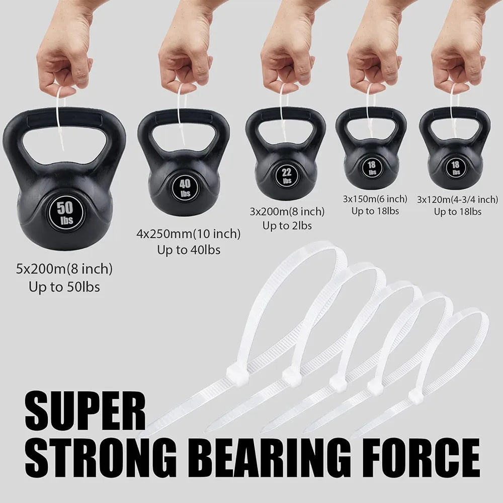 100-1000pcs Nylon Cable Zip Ties Adjustable Self-locking Cord Ties Durable Plastic Cable Ties Binding Wrap Straps for Office - KiwisLove