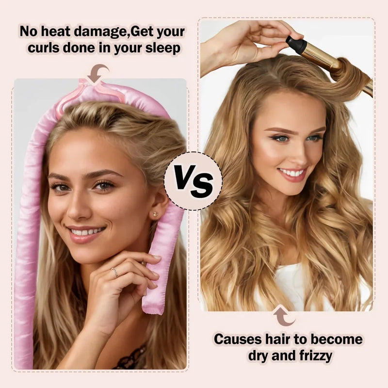 Heatless Curling Rod night cap Lazy Hair Curlers Headband No Heat Ribbon Hair Rollers Sleeping Soft Headband Hair Styling Tools - KiwisLove