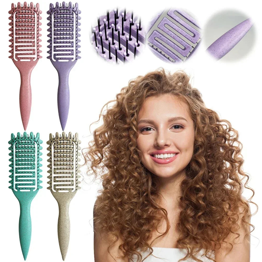 3 in 1 Curl Define Styling Brush Hollow Out Detangling Hair Brush Tangled Hair Comb Shaping Defining Curls Barber Styling Tools - KiwisLove