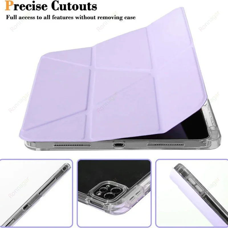 Y folding Case for Samsung Galaxy Tab A11 Plus / A9 Plus 10.9'' 2025 for Galaxy Tab A9/A11 8.7'' A8 X200 Clear Back Pencil hoder