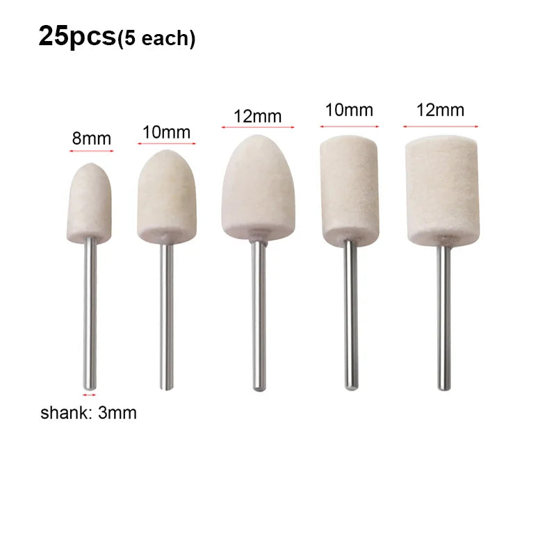 5-50pcs 4-12mm Felt Polishing Buffing Wheel with Shank Wool Felt Polishing Pad Shank Kit Set for Rotary Tools 3mm/6mm Shank