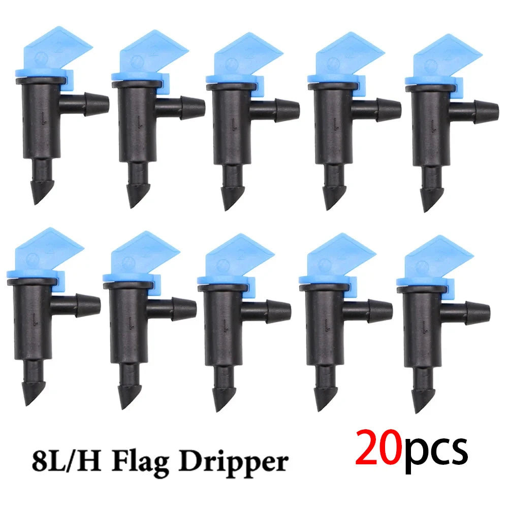 20/50pcs 4L/8L/16L/H Garden Irrigation Sprinkler Flag Shape Dripper 4mm Hose Connection Nozzles Plant Potted Watering  Dripper