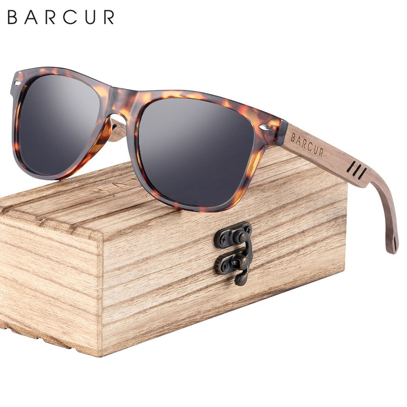 BARCUR Natural Woode Sunglasses for Men Polarized ECO-Friend Sun Glasses Man Eyeglasses UVA&B Protection Light Weight Sun Shades - KiwisLove