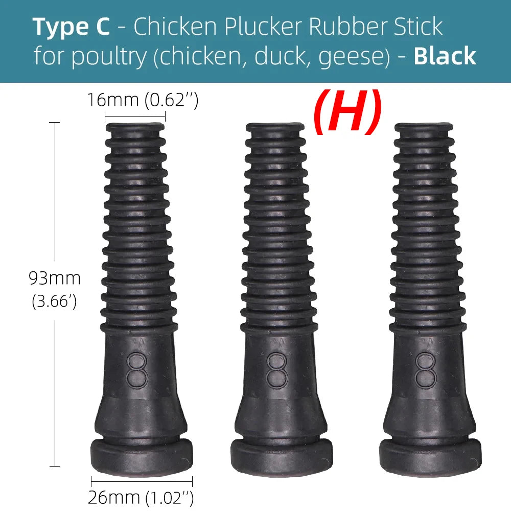 20PCS 5-Type Chicken Plucker Heavy Duty Fingers Poultry Duck Plucking Hair Removal Stick Natual Rubber Replacement for Geese
