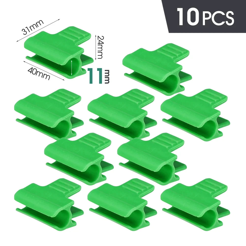 10PCS 5-20mm Thickened Greenhouse Film Plant Support Clamps Garden Shed Row Cover Net Tunnel Hoop Plastic Green Sunshade Frame