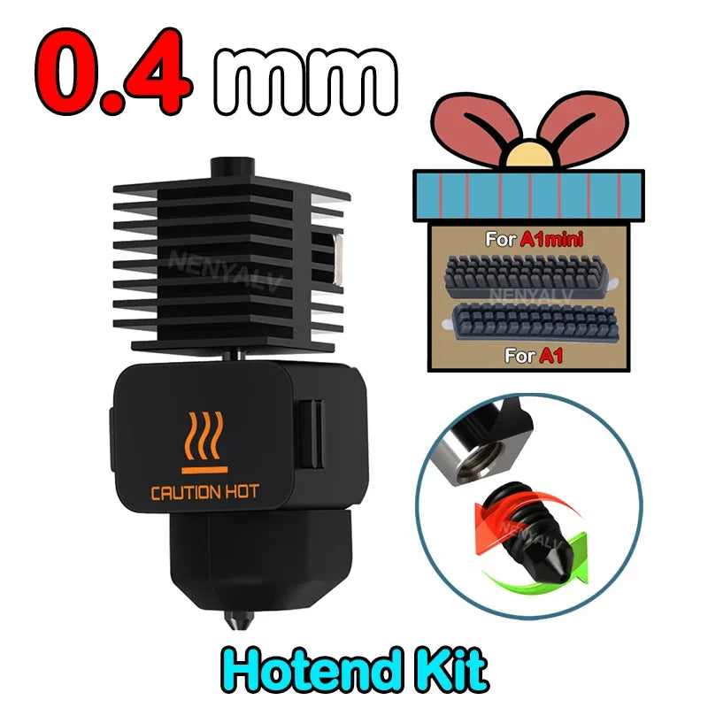 Hotend For Bambu Lab A1 mini Assembly Hotend Kit 0.2 0.4 0.6 0.8MM Replaceable Nozzle For 3D printer Bamboo Lab A1/A1 mini