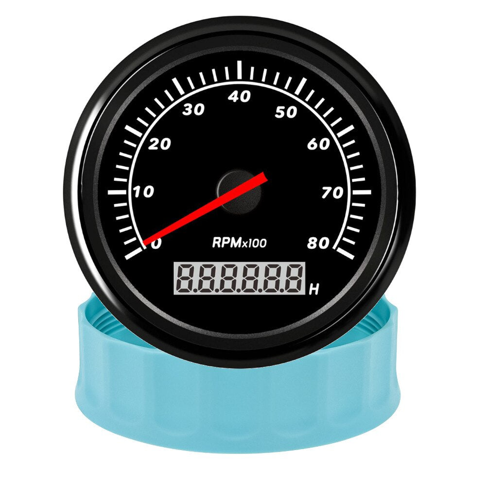 85mm Tacometro Toerenteller 3K/4K/6K/7K/8K Boat Tachometer Diesel Engine Tacho Gauge Hourmeter RPM Sensor Blue / White Shell - KiwisLove