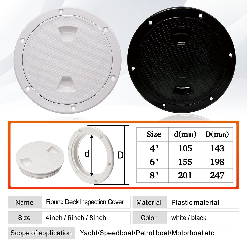 HD ABS Plastic Round Deck Inspection Access Hatch Cover 4Inch 6Inch 8Inch Non Slip Inspection Deck Plate Boat Marine Accessories - KiwisLove