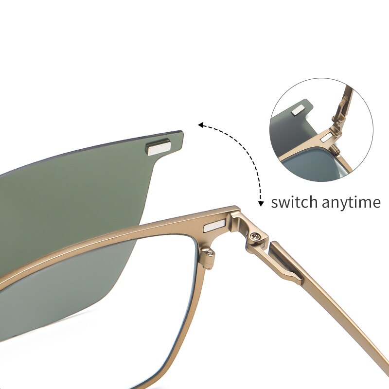 Fashion Polarized Protection Magnetic Suction Set Of Sunglasses Anti-Blue Light Lens One Glasses Two Usage Computer Eyeglasses - KiwisLove