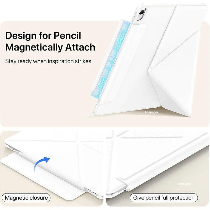 Magnetic Detachable Case for 2025 IPad A16 11th 10th iPad Air11 13 Air4 5 6 Pro11 13 12.9 5 6th Gen Auto Sleep Wake Y-Fold Stand