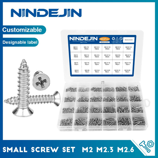 960pcs/set Cross Flat Head Micro Mini Screw Set Stainless Steel M2 M2.3 M2.6 Self Tapping Small Screw Kit for Laptop Notebook