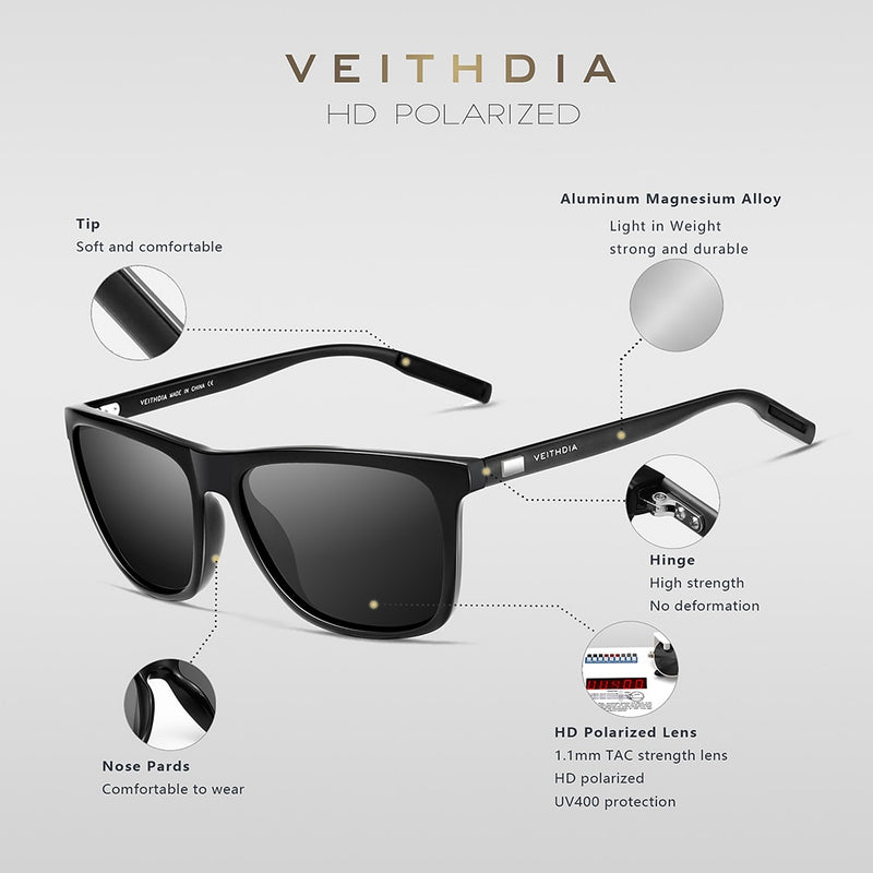 VEITHDIA Brand Sunglasses Unisex Retro Aluminum+TR90 Sunglasses Polarized Lens Vintage Eyewear Sun Glasses For Men/Women 6108 - KiwisLove