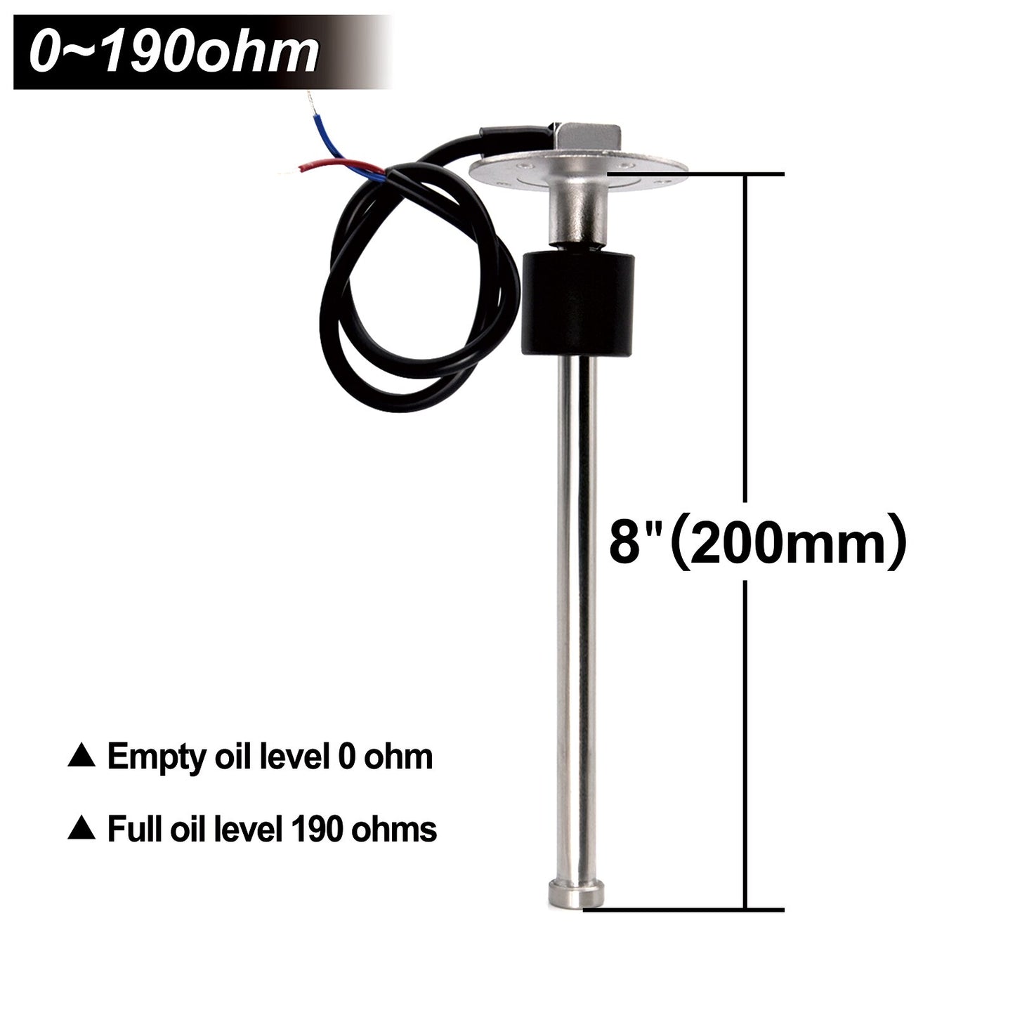 Fuel Level Water Level Gauge 175 200 250 275 375 mm Meter Sensor 0~190 ohm Fuel Sending Unit Indicator Level Gauge for Car boat - KiwisLove
