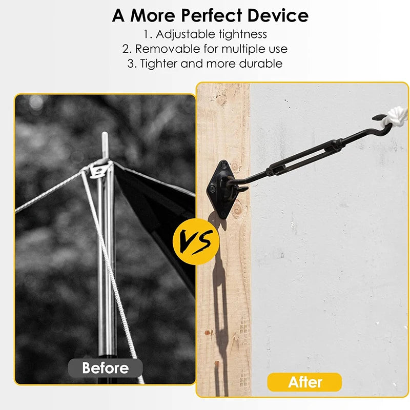 44Pcs Heavy Duty 304 Stainless Steel Shade Sail Hardware Kit for Triangle Rectangle Sun Shade Sail Outdoor