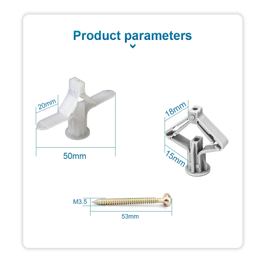 NINDEJIN 20pcs/ set Hollow wall Plastic Anchor with Self-tappping Screw Drywall Anchor Kit for Gypsum Board Fiberboard