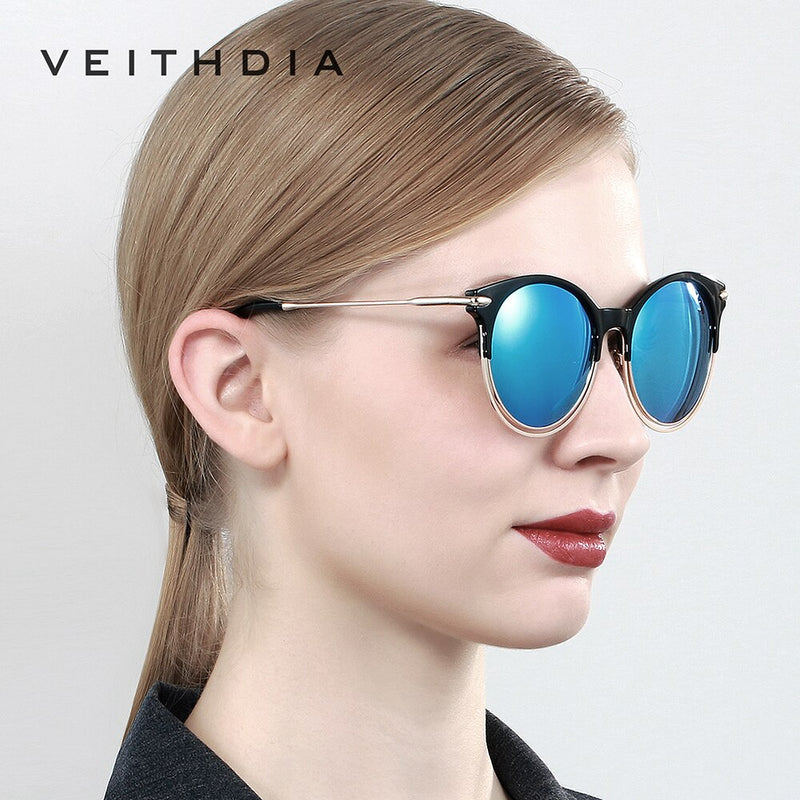 VEITHDIA Brand Alloy+TR90 Women's Polarized UV400 Lens Mirror Sun Glasses Eyewear Vintage Outdoor Sunglasses For Female V3029 - KiwisLove