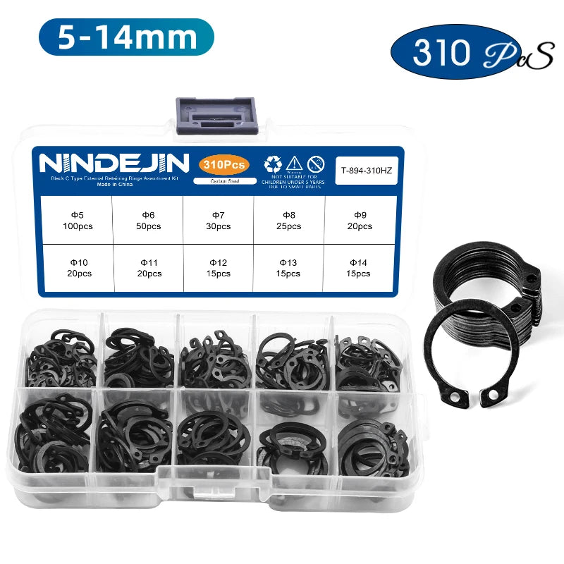 NINDEJIN C clip external circlip snap retaining rings set stainless steel carbon steel 5-28mm circlip set for shaft - KiwisLove